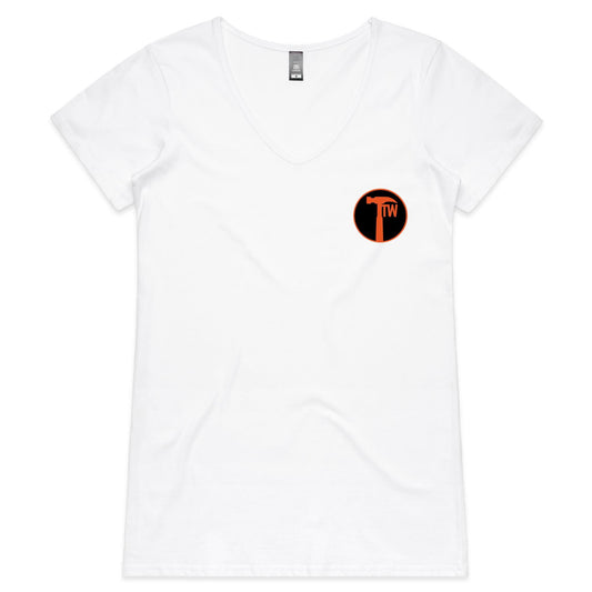 Tradease Workwear Printed in Melbourne Bevel - Womens V-Neck T-Shirt